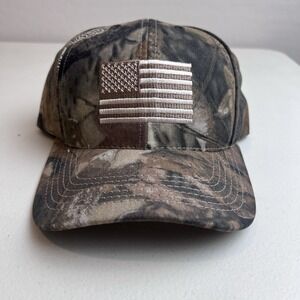 Cascade Advantage Timber Camo Hat Cap Strapback Outdoor American Flag Hunting